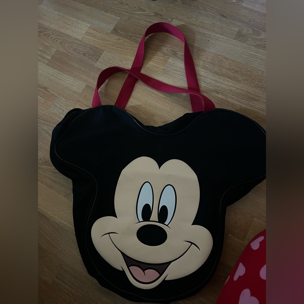 Black Mickey Mouse Card & Key Holder with Pink Straps